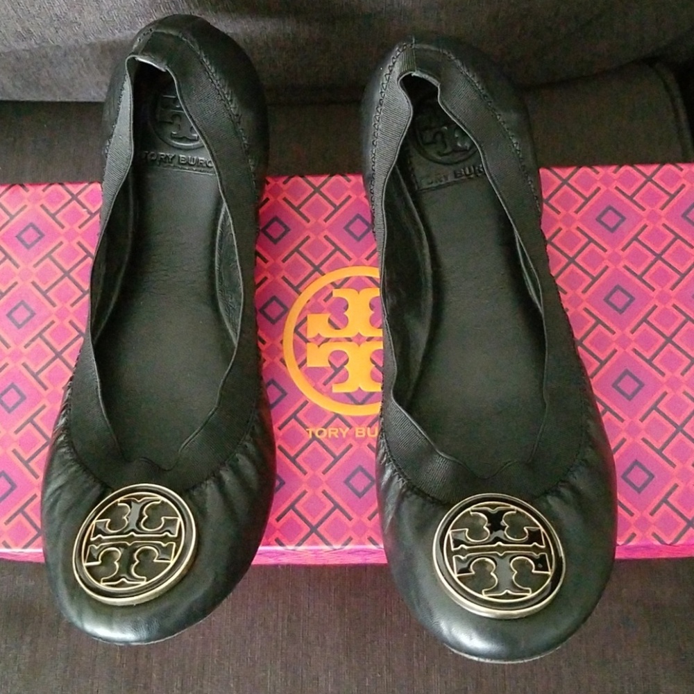 Tory Burch black leather ballet flats